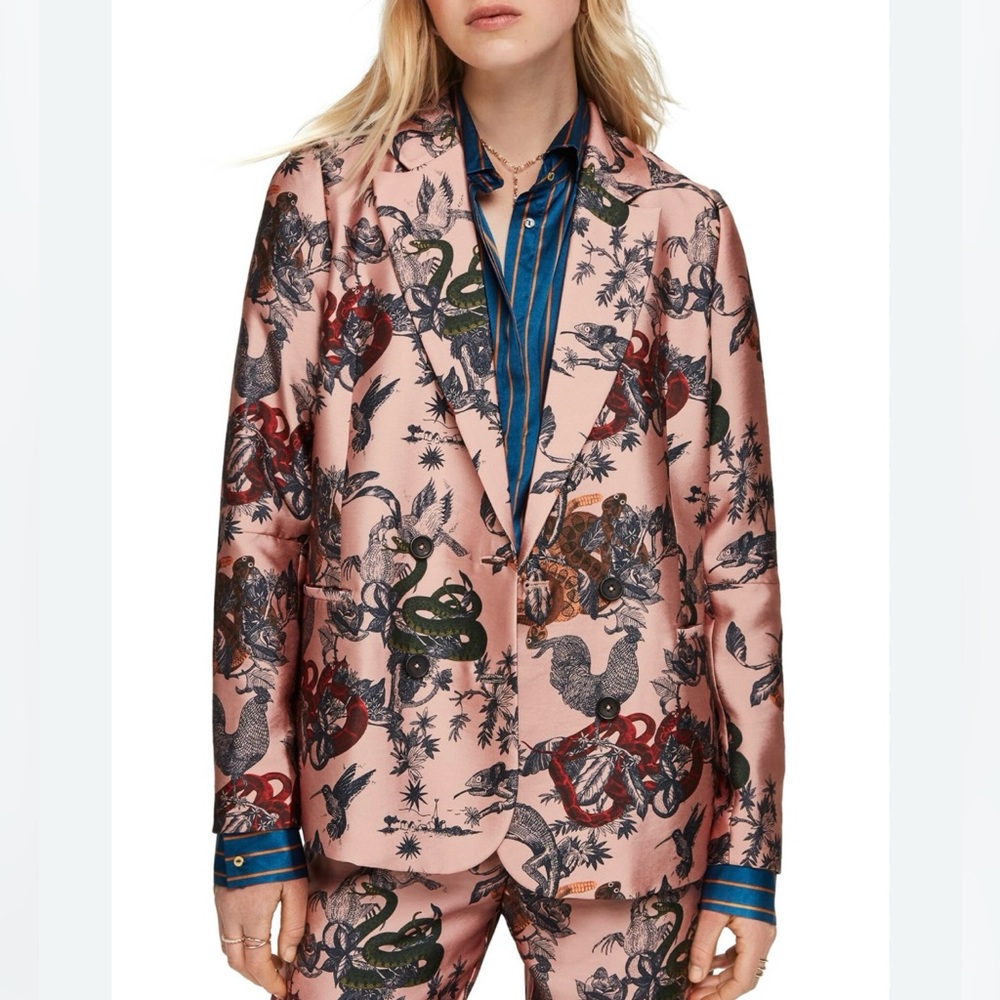 Scotch & Soda Print Double Breasted Blazer